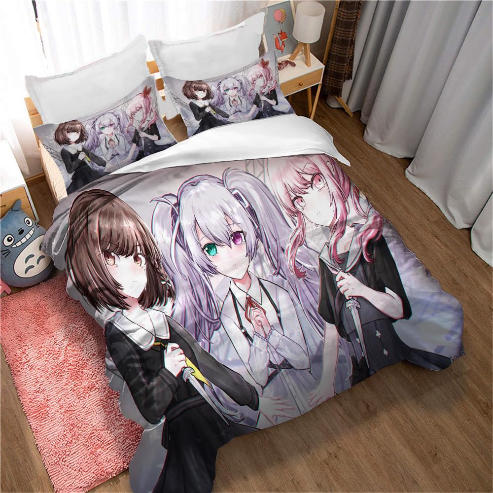 Project Sekai Colorful Stage! feat Egyptian Cotton Bedding Set Duvet Cover Set Soft Queen Size Bedsheet Quilt Cover (135x200cm(Single),HM 03)