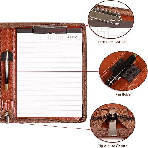 Miniatura 6 de Cartera de negocios personalizada para oficina, Cartera de cuero para hombres, Padfolio de cuero para compañeros de trabajo, Cartera de empleados