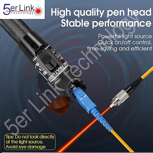 Miniatura 9 de Kit de localización de fallas visuales de fibra óptica VFL de 50 mW31.1 mi, un adaptador de acoplador LC, SC, ST y FC, dos limpiadores y 3 cables de
