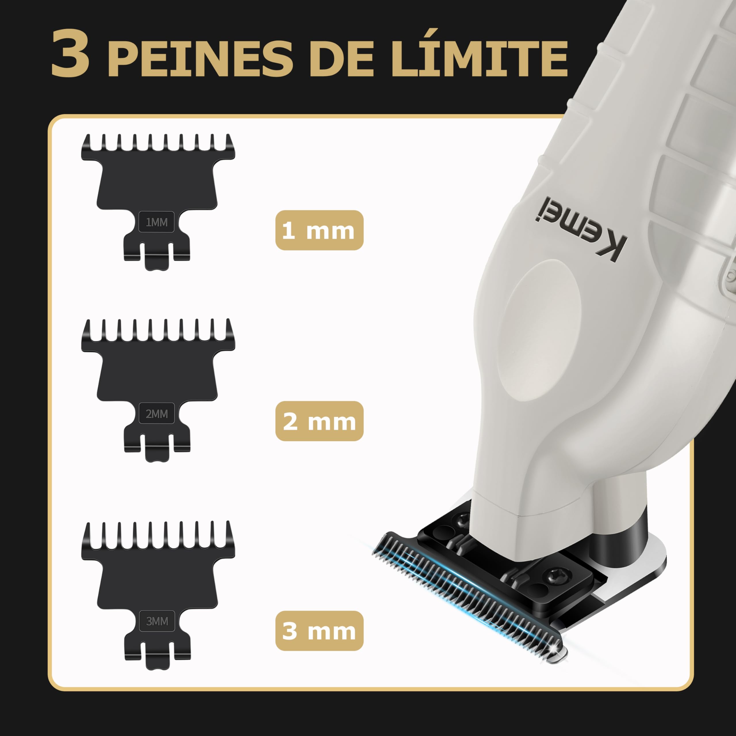 KEMEI PG2299 Recortadora de Barba Hombre Profesional, Maquina Cortar Pelo,Gris