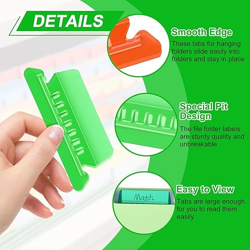 Miniatura 3 de 120 pestañas transparentes para carpetas colgantes de 2.4 pulgadas, etiquetas transparentes para carpetas de archivos colgantes, pestañas de carpeta