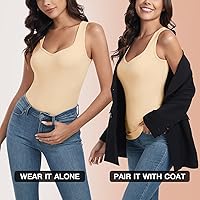 Vista 6 de WOWENY Camiseta sin mangas de forro polar térmico para mujer, sin mangas, cuello corazón, chaleco de invierno, ropa interior, camiseta cálida