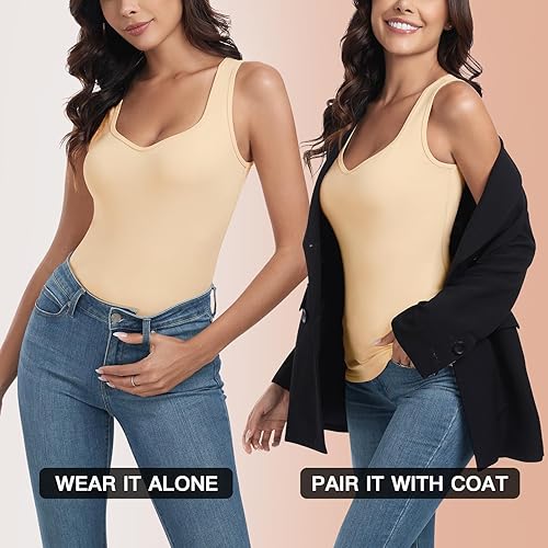 Miniatura 6 de WOWENY Camiseta sin mangas de forro polar térmico para mujer, sin mangas, cuello corazón, chaleco de invierno, ropa interior, camiseta cálida,