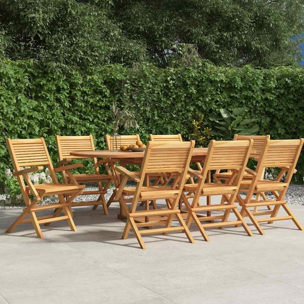 Folding Garden Chair Set of 8 Teak, Outdoor Chairs, 3155069