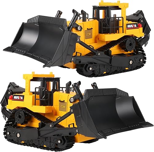 Miniatura 4 de Hiitytin Bulldozer a control remoto, 116 RC Bulldozer juguetes de construcción, 2.4Ghz RC Bulldozer camión tractor con luz y sonido, camión de carga