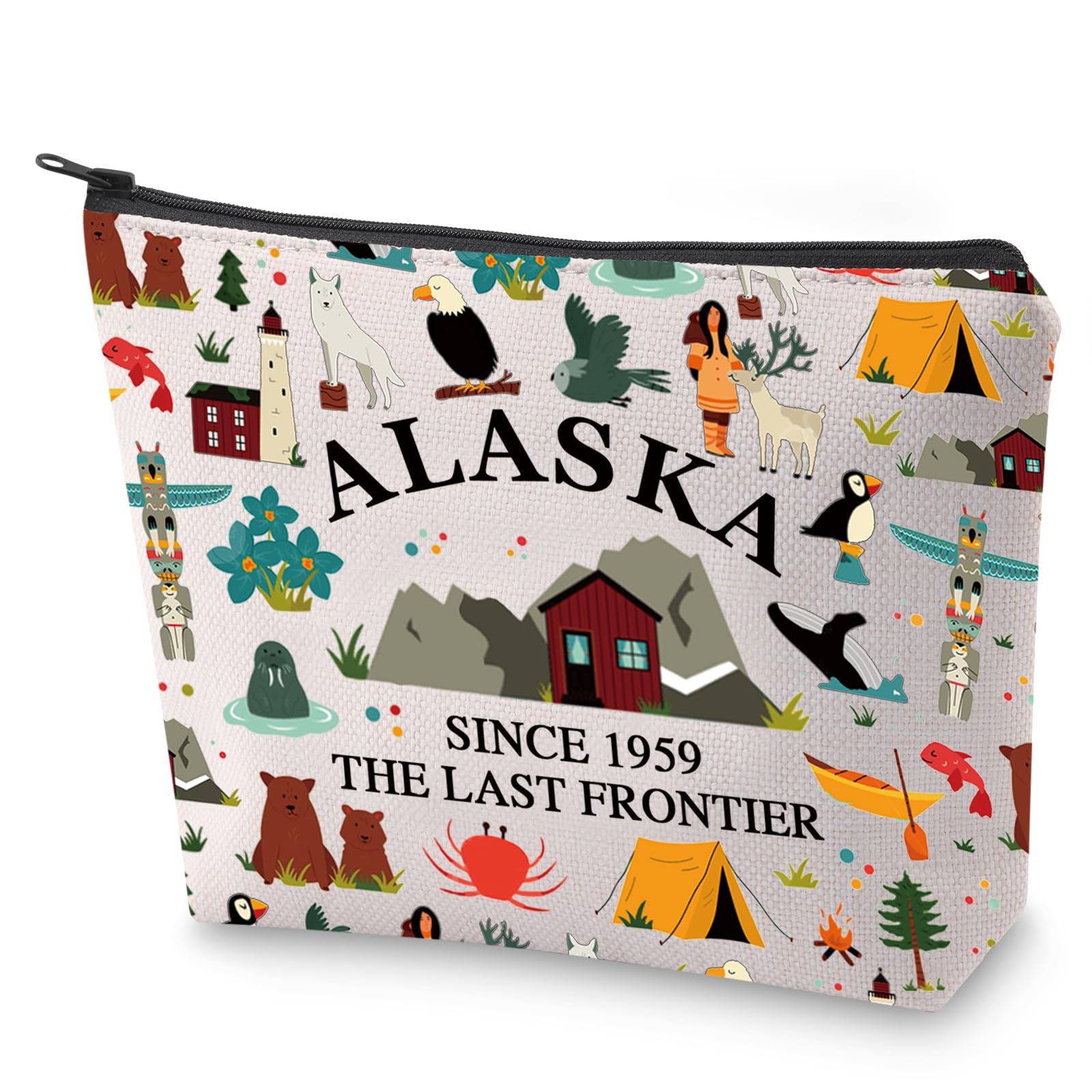 BLUPARK Alaska State Cosmetic Bag Alaska Souvenir Gift Alaska Last Frontier Travel Makeup Bag Alaska Lover Gift (Alaska)