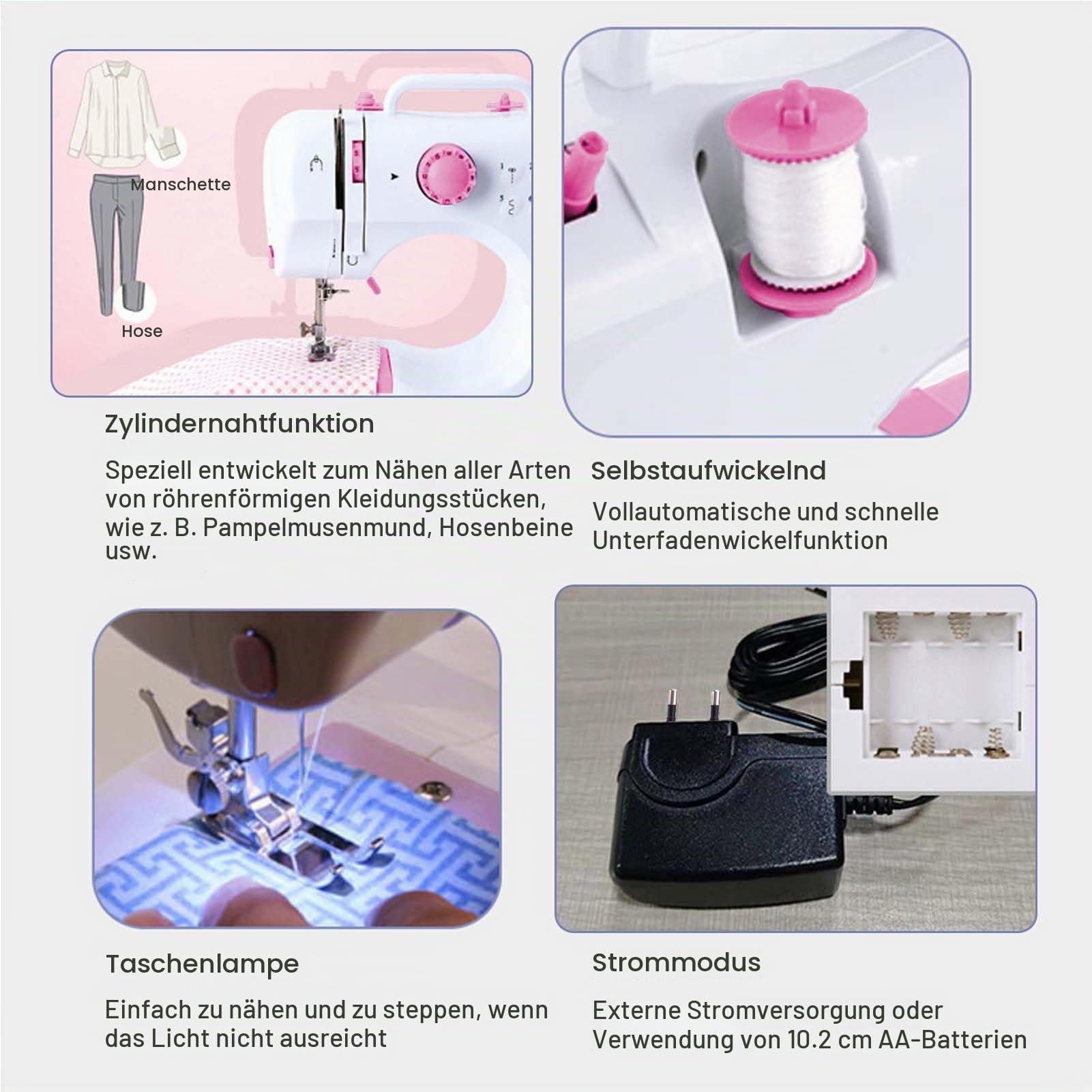 Einfache Nähmaschinen, 12-Stich-Multifunktions Nähmaschine Doppellinien Haushalts Nähmaschine Overlock Nähmaschine mit zwei Geschwindigkeiten für Kinder und Anfänger