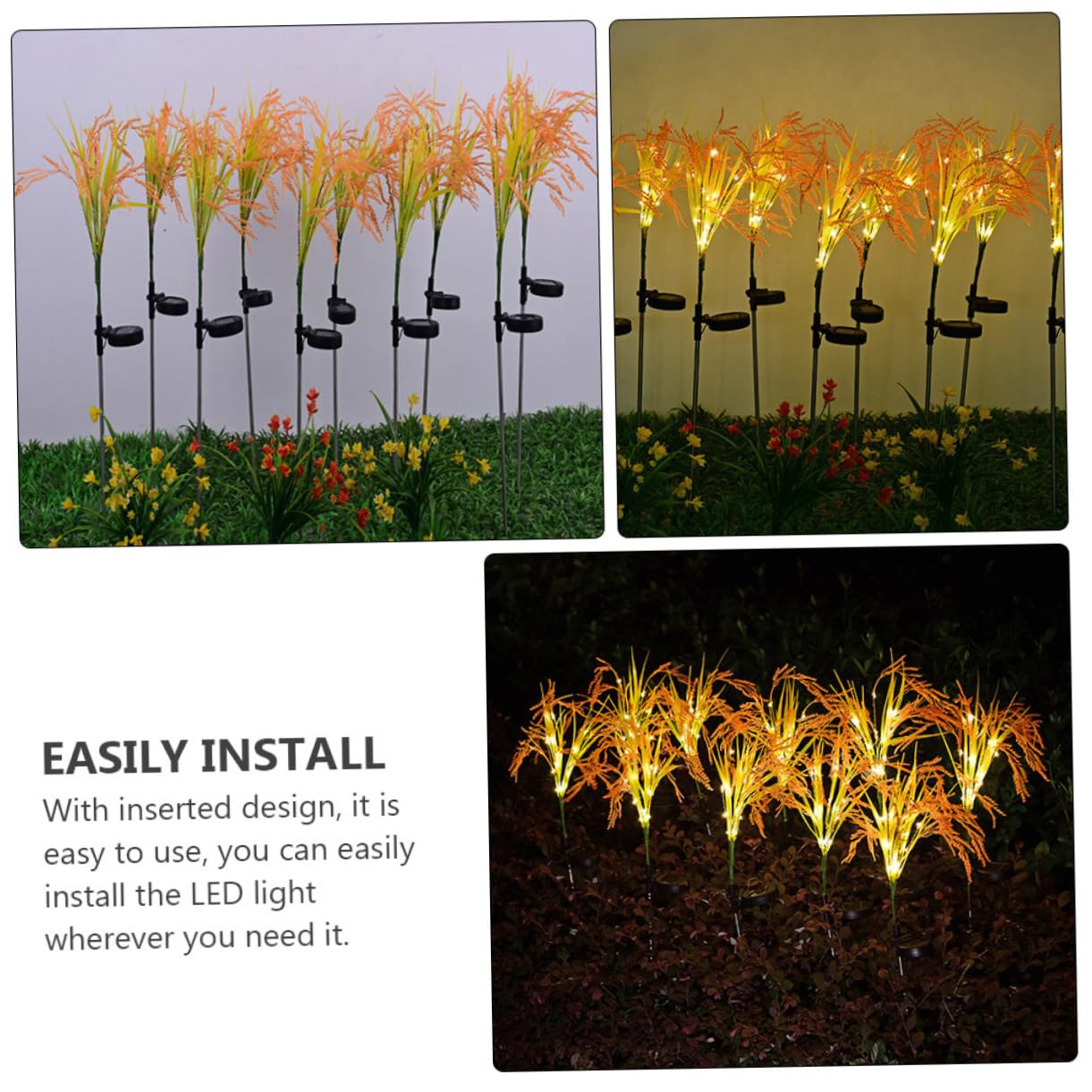 Housoutil Luce Solare da Giardino LED 4 Pezzi in Acciaio Inox Pvc