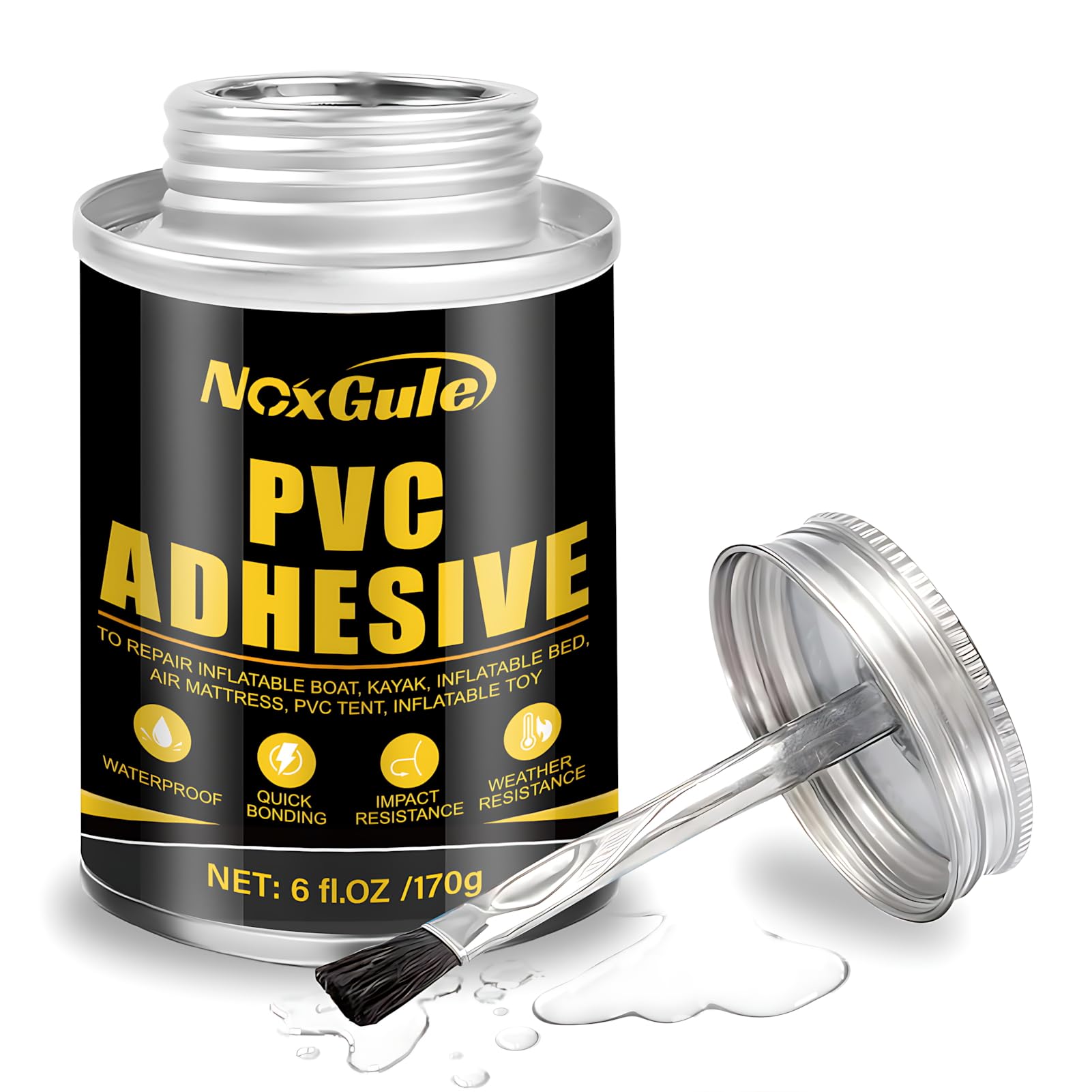 NoxGule 170g Vinyl Repair Kit, Vinyl Cement, Contact Adhesive Glue, Neoprene Glue, Strong Adhesion, Waterproof, Suitable for Inflatable Boat, Air Mattresse, Swimming Pool, Kayak, Trampoline