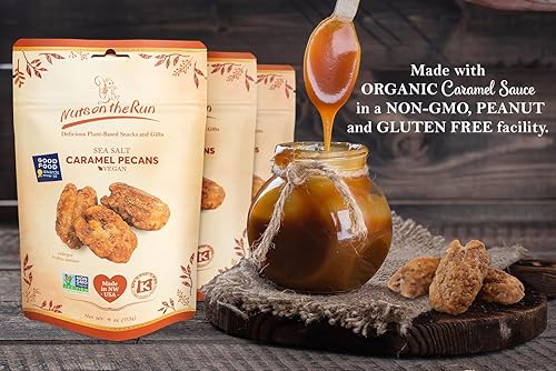 Miniatura 3 de Nuts on the Run Pecanas de caramelo con sal marina – Kosher, veganas, sin gluten, sin OMG, 12 onzas (paquete de 3 bolsas) – Garantía de satisfacción