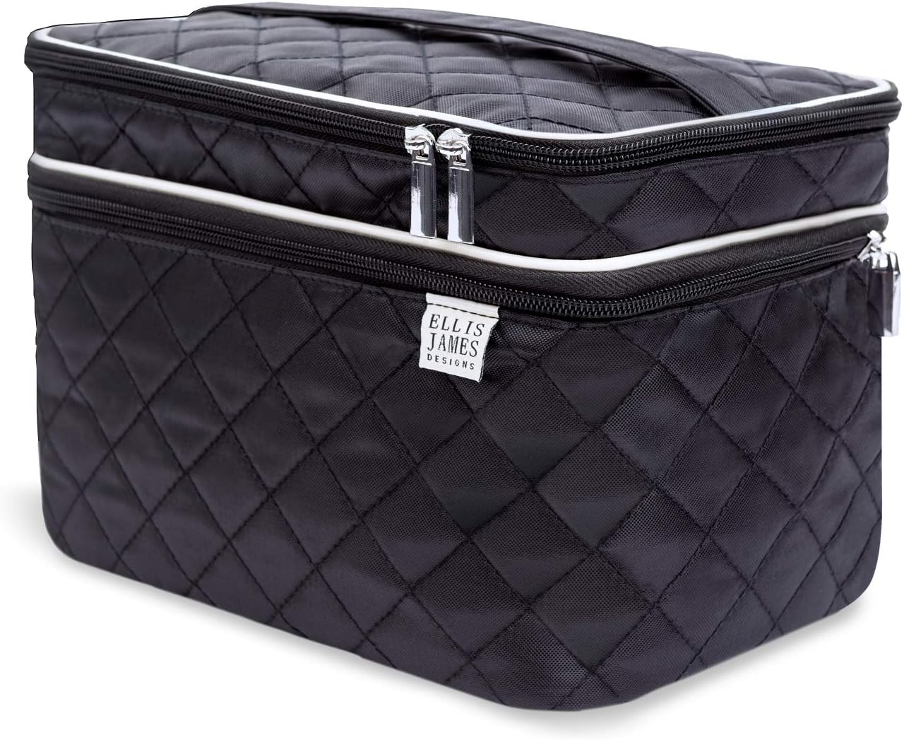 Large Travel Makeup Organiser Bag Make Up Train Case Professional - Black - Big Portable Cosmetic Bags and Cases Gifts for Women, Cute Beauty, Toiletry & Cosmetics Brush Organisers