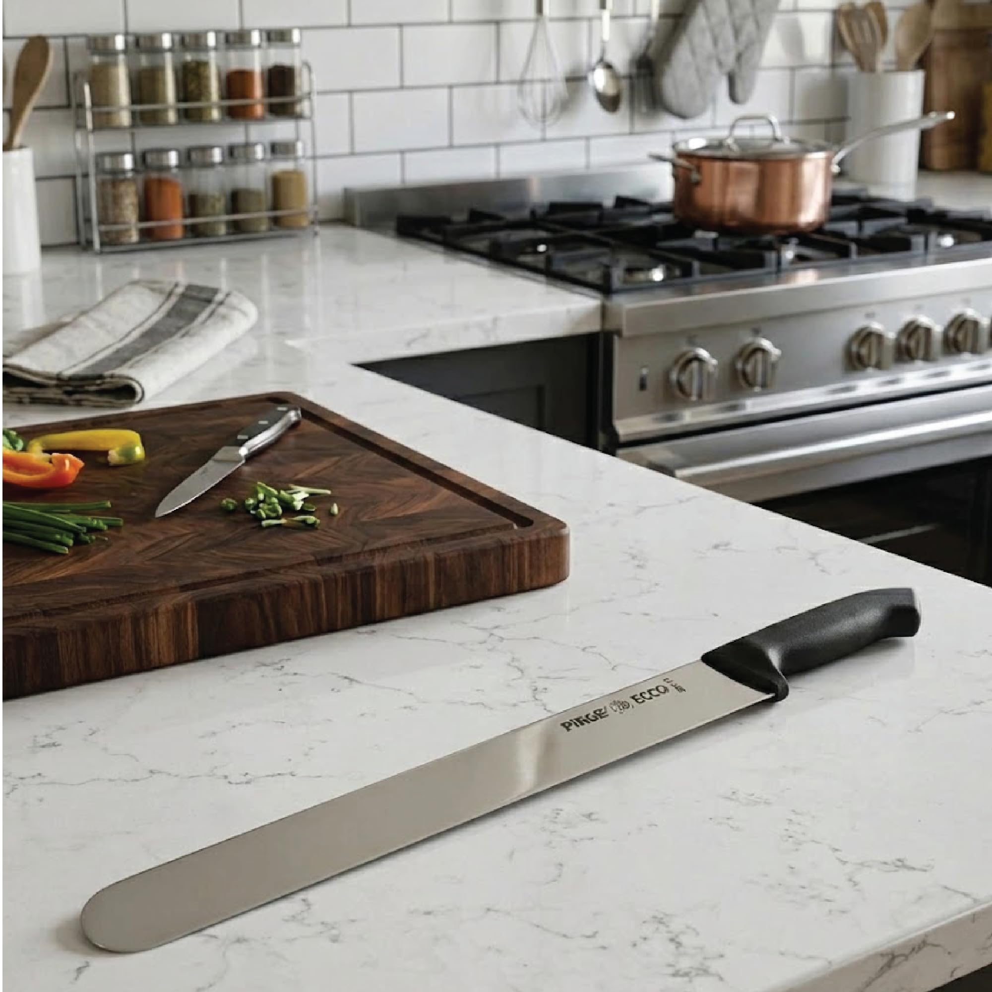 Pirge Ecco Dönermesser 50 cm Schwarz Harter Stahl - Aufschnittmesser - Schärfstes Döner Langmesser - Fleischmesser - BBQ Messer - Edelstahl Profi Küchenmesser - Ergonomisches Griffdesign