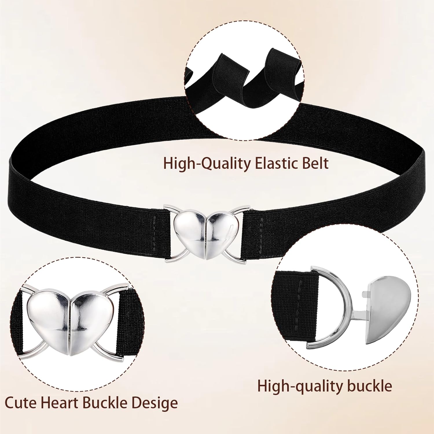 2 Pcs Elastic Waist Belt Toddler Heart Shaped Buckle Stretch Belts Fashion Adjustable Waistband for Girls Kids Boys Pants Jeans Dress - Image 3