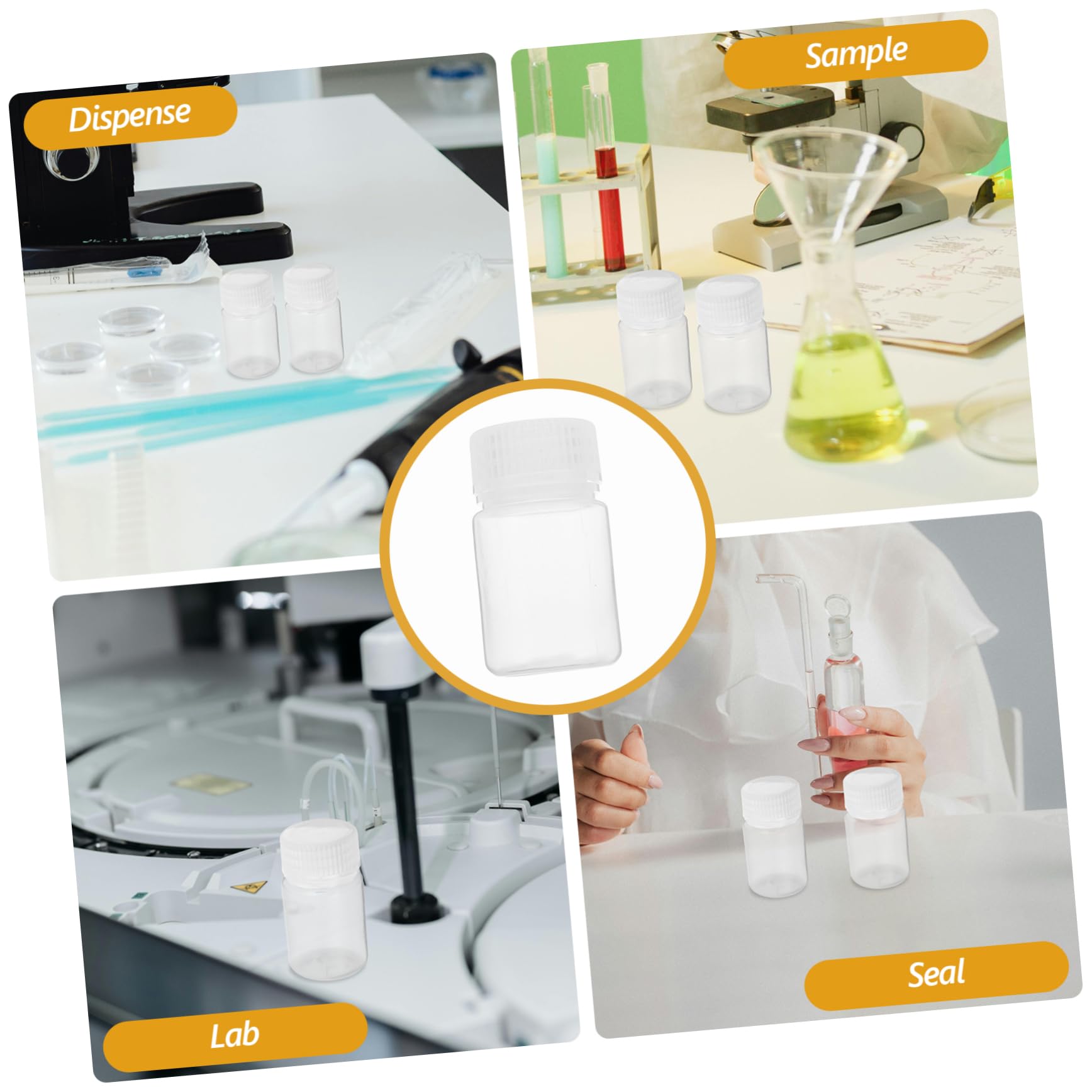 VILLFUL 6pcs Laboratory Reagent Bottle Sample Storage Laboratory Sample Bottles Empty Reagent Bottle Reagent Container Pill Bottle Sample Containers Chemical Reagent Bottles Transparent Pp