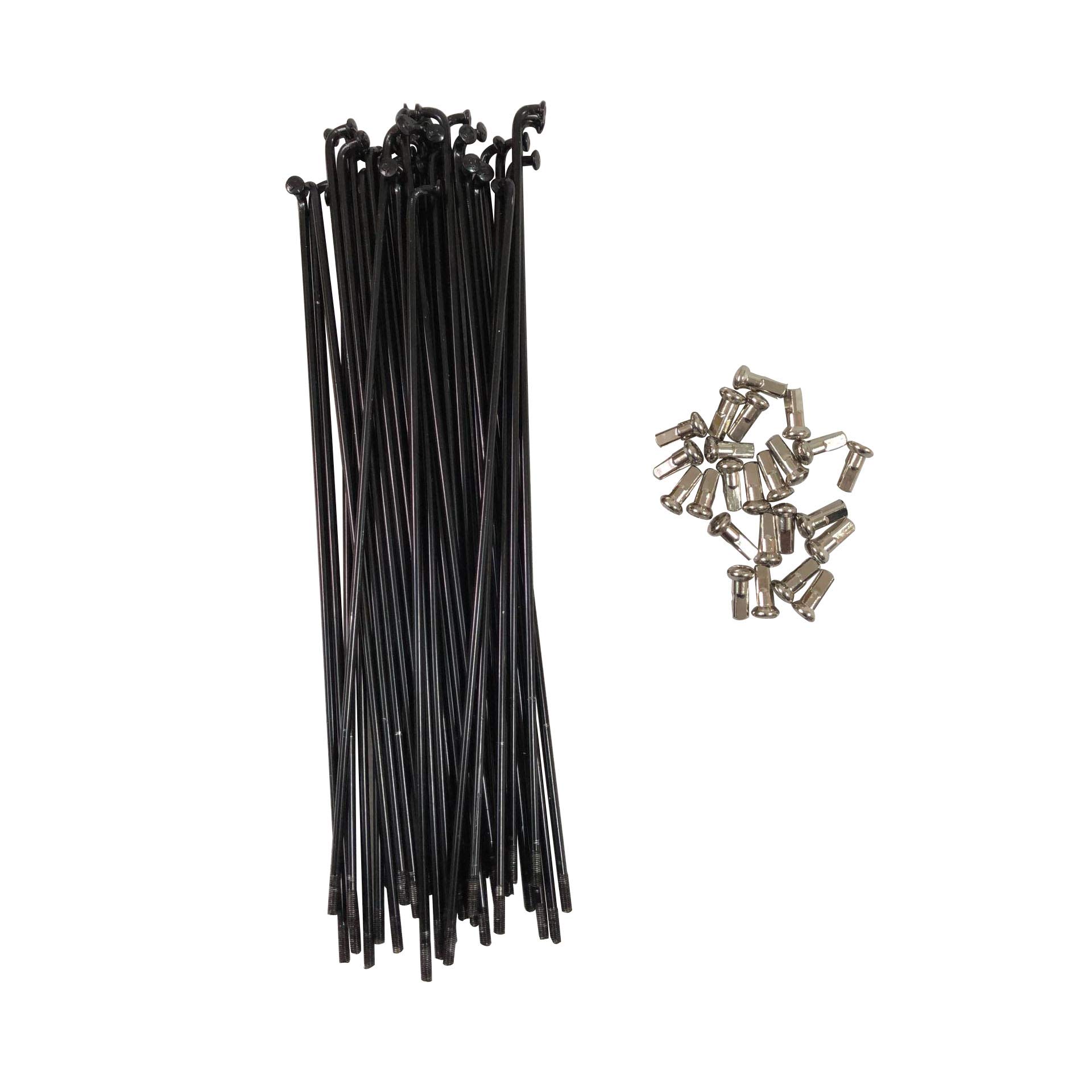 Kit De 36 Rayons De Vélo 12G - Longueur 189mm - Acier 45 Noir + 36