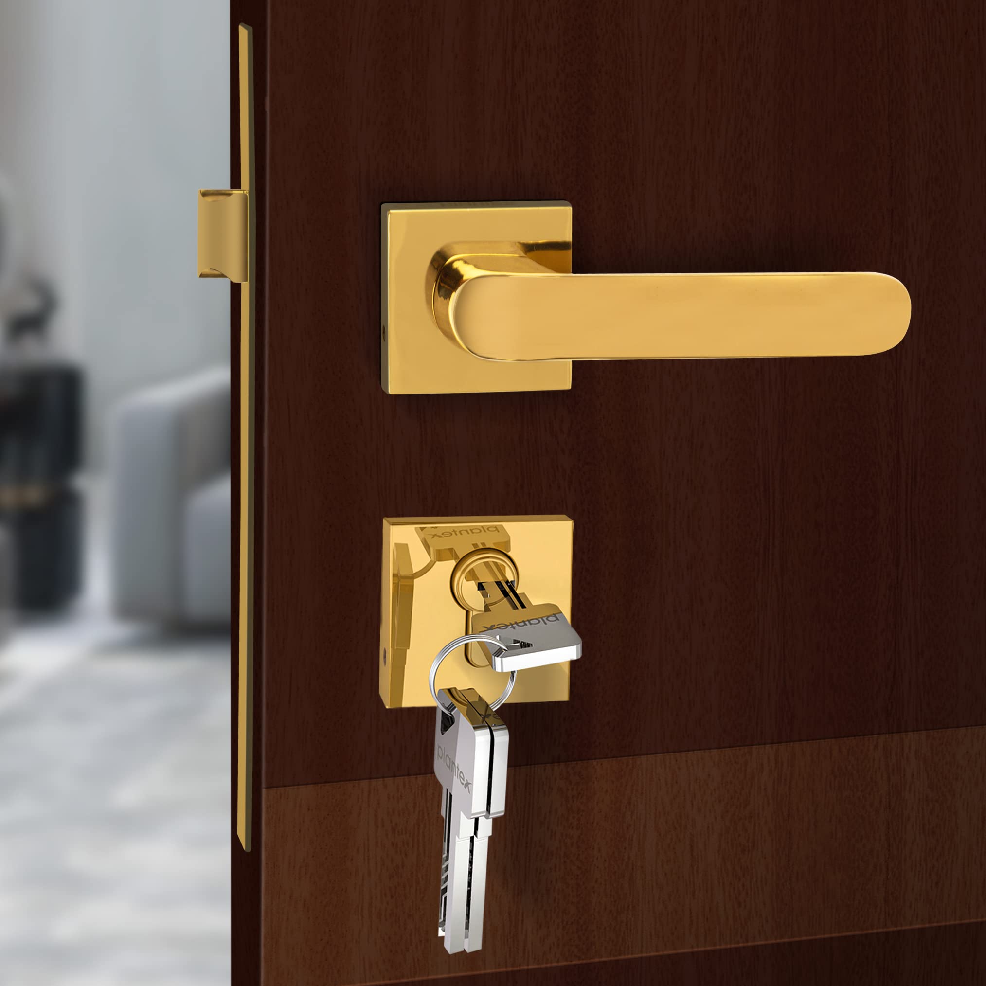 Plantex Triple Security Door Lock for Home/Main Door Lock Set with 3 Years of Warranty/Mortise Lock for Door with Brass Lock Body & Cylinder (7110 - Gold Finish) — Amazon image 6