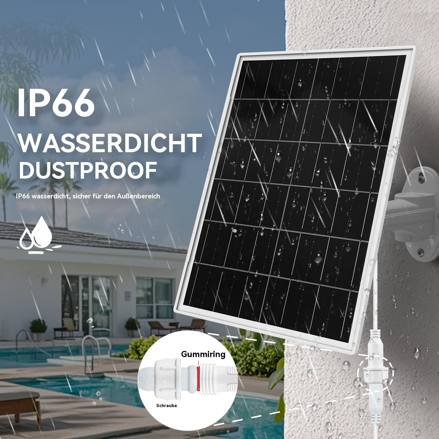 Solarpanel für Trail-Kamera, Wildkamera, Sicherheitskameras, eingebauter wiederaufladbarer 20.000 mAh Akku, DC 3.5x1.35mm mit mehreren Schnittstellen, vielseitig verwendbar, DC 5V Ausgang