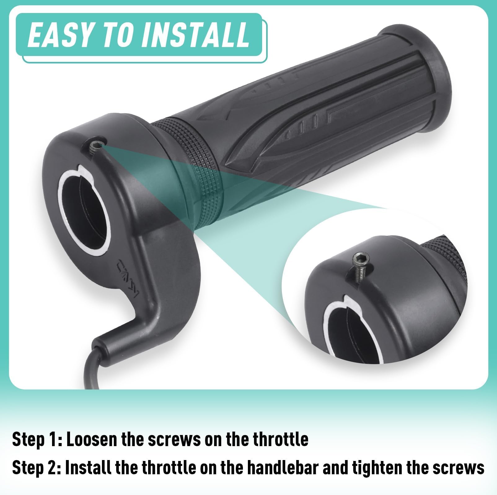 20X Full Twist Throttle Grip for Ebike 12V-72V Twist Throttle Electric Bike Mountain Bike Scooter with Waterproof Connector — view 6