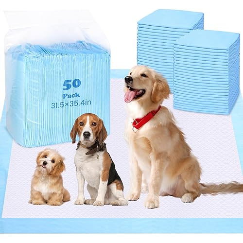 NEXCOV Puppy Pads,50 Count,31.5" x 35.4" Extra Large Dog Pee Pads,XXL Super Absorbent & Leak Proof Disposable Pet Potty Training Pads,Suitable for Dogs,Puppies,Cats,and Pet Training Pads