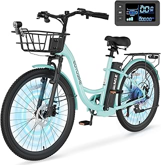 MOONCOOL Electric Bike for Adults, 700W Peak Power 7 Speed Step Through Electric Cruiser Bike, 40 Miles Electric Bicycle with 36V 10.4Ah Battery, Aluminum Frame City Commuter E Bikes for Women, Men
