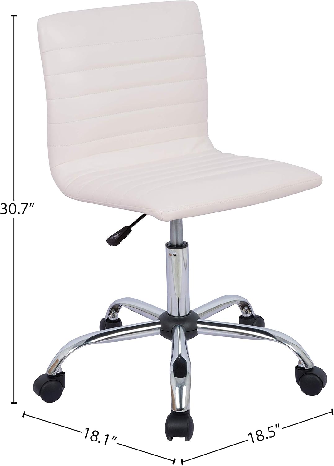 Amazon Basics Modern, Low-Back, Adjustable, Swivel, Armless Office Task Desk Chair with Casters, White