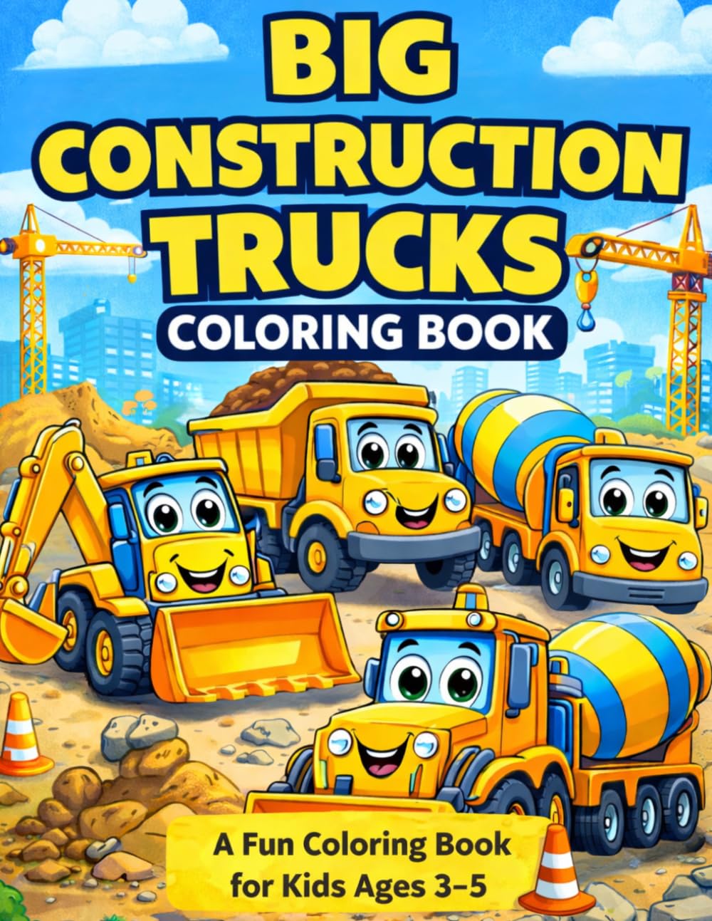 Construction Vehicles Coloring Book for Kids Ages 3–5: Trucks, Excavators, Mazes, and Fun Activities: Fun and Easy Coloring Pages with Trucks, ... Activities for Toddlers and Preschoolers