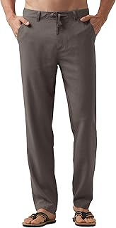 Men's Linen Pants Casual Linen Dress Pants Drawstring Beach Summer Lightweight Trousers 29