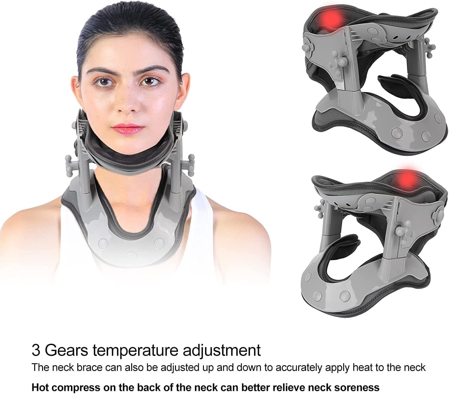 ELzEy Retractor de Cuello Collar de Cuello con 3 Niveles de Temperatura Ajustables y Soporte de Cuello calentado Envoltura de Cuello elástica