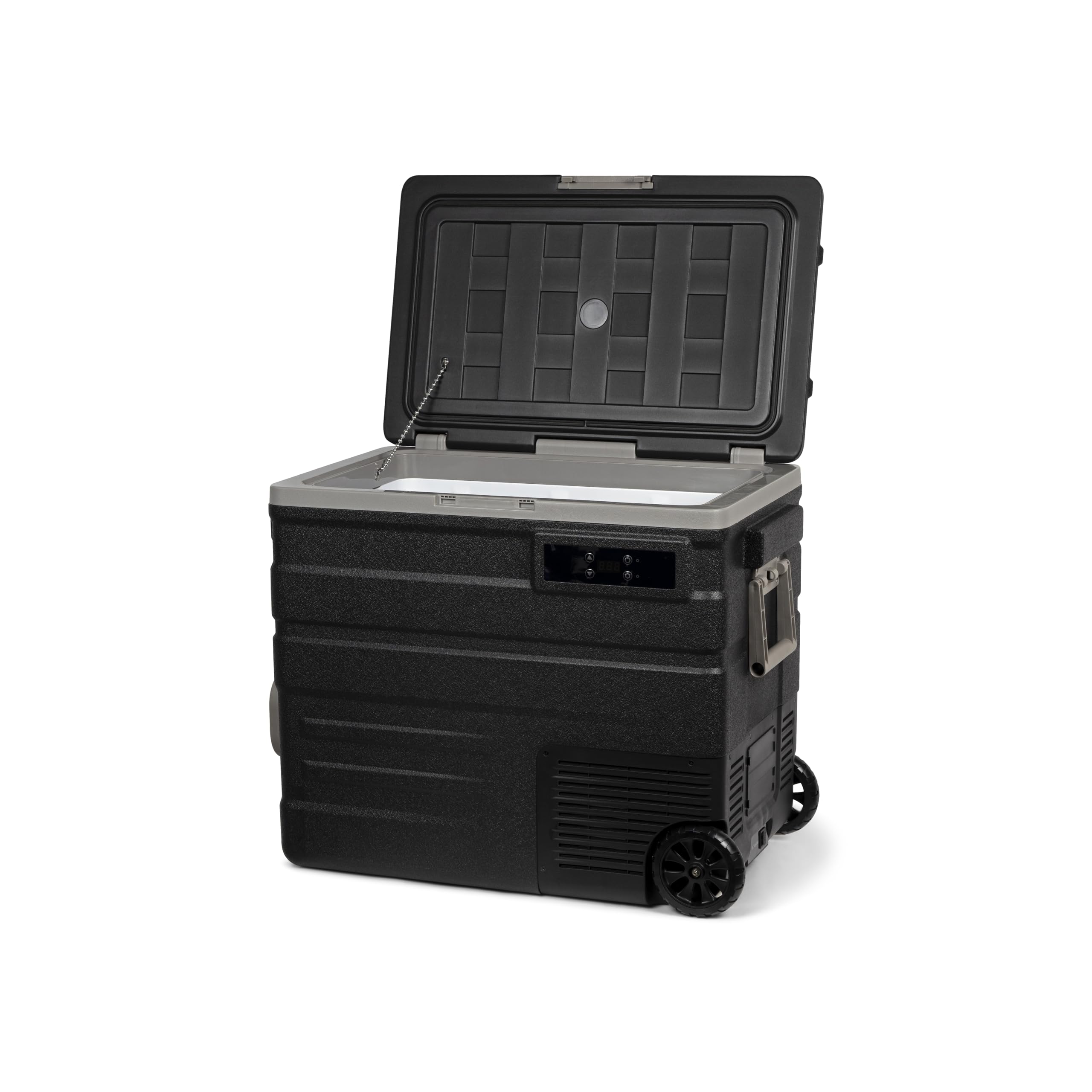 Steamy-E Single Zone 65 Roller, Frigorifero Elettrico a Compressore con Ruote, 12/24V DC e 100-240V AC, per Congelare e Raffreddare da -20℃ a +20℃, Ideale per il Campeggio, 65 Litri, Nero
