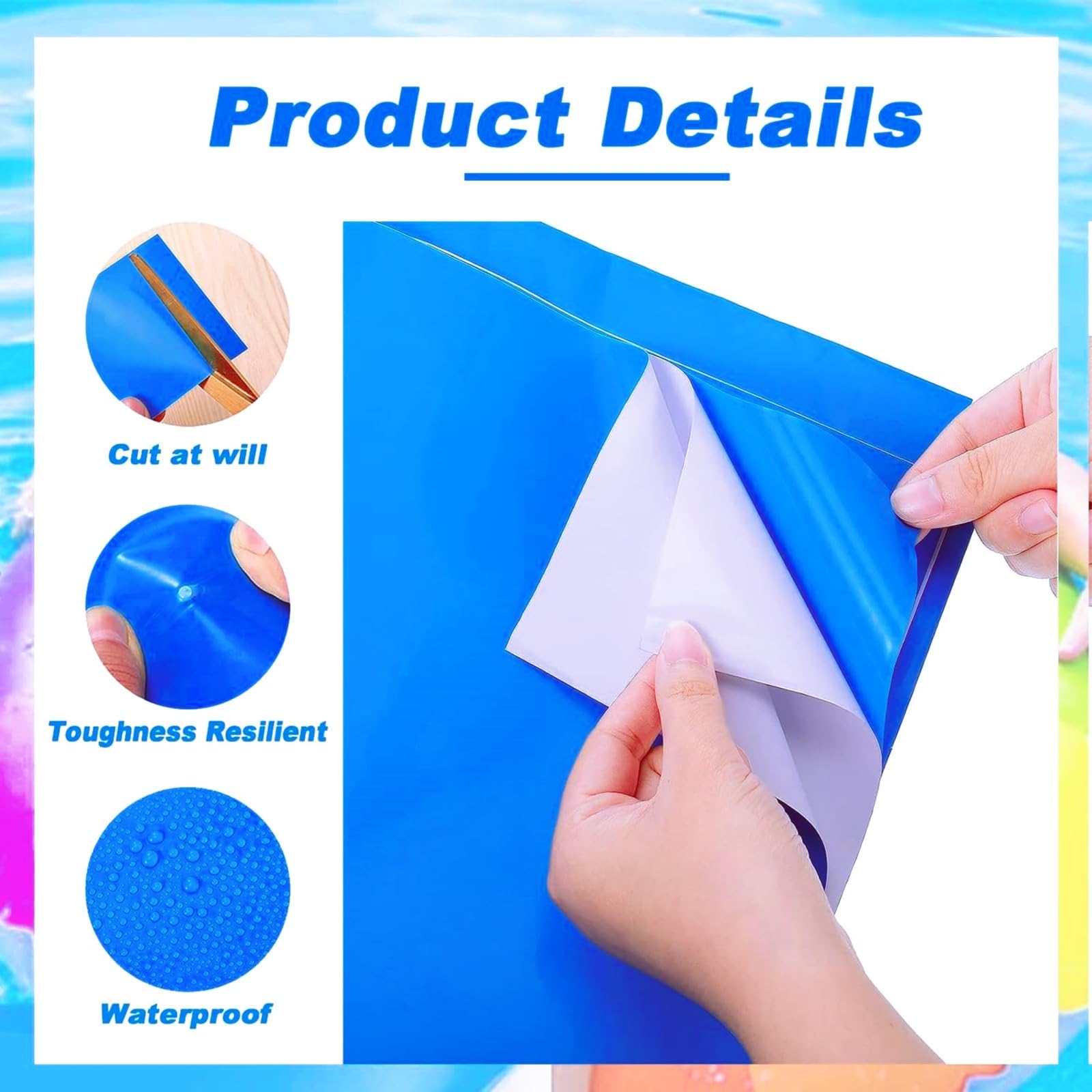 Parche de vinilo autoadhesivo de PVC para reparación de vinilo, kit de reparación de vinilo – Castillo hinchable universal, revestimiento de estanque, cama de aire, piscina y solución de reparación de