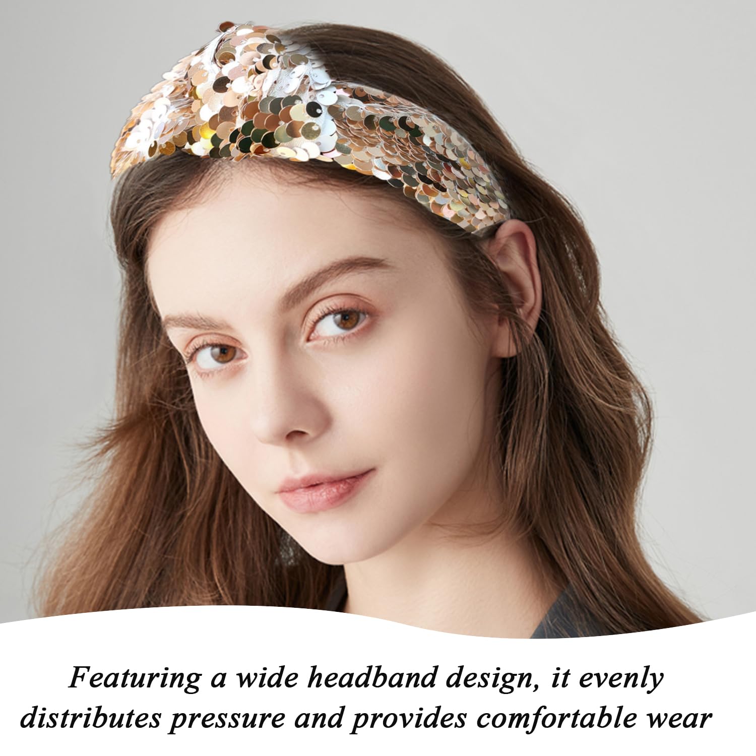 2 Pieces Women'S Sequin Headbands, Fashionable Glitter Headbands, Retro Headbands, Non-Slip Women'S Headbands, Ele Headbands - Image 4