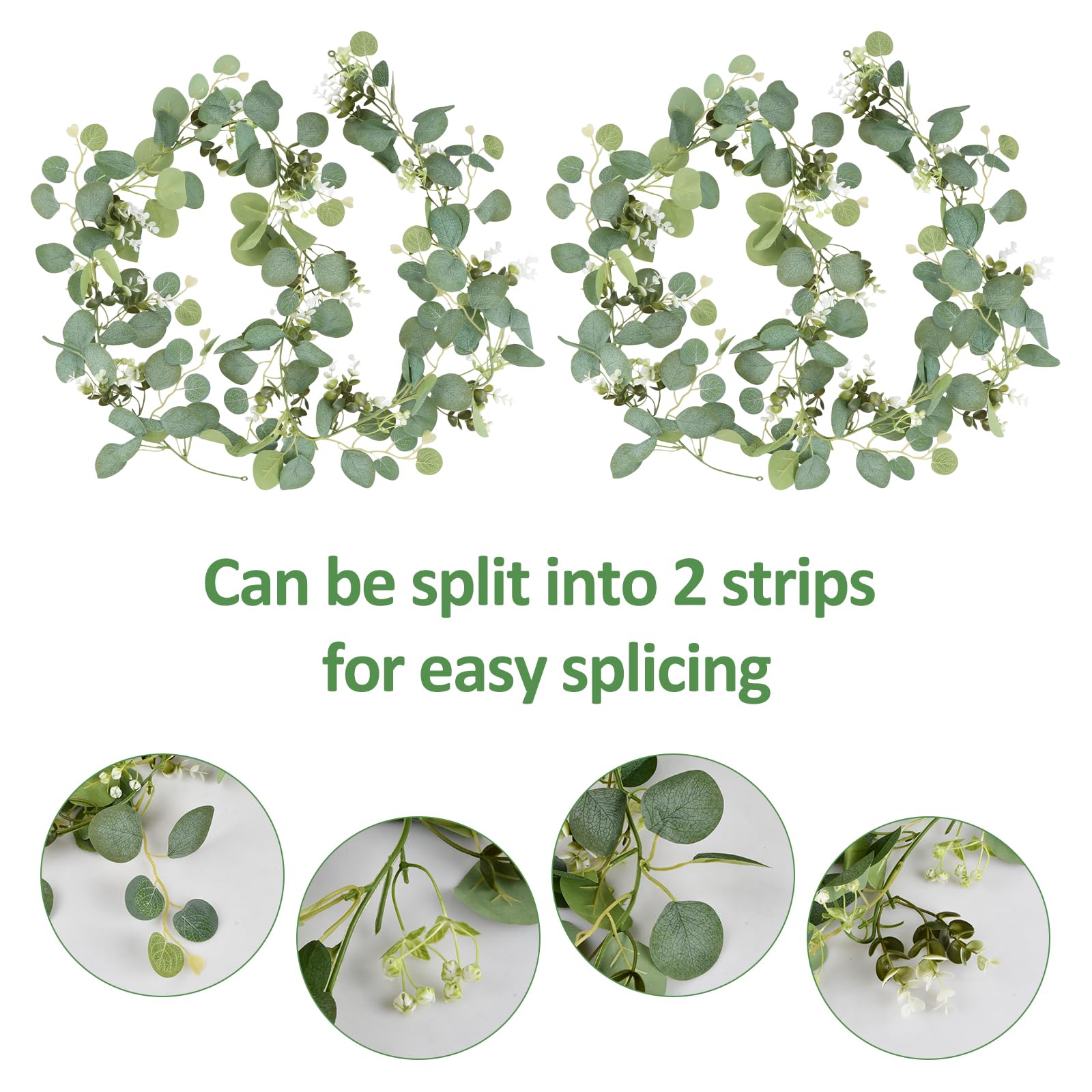 Ghirlande Edera Artificiale - 5 Pezzi Appese - Piante Finte Per Casa, Matrimoni, Ufficio - Verde Realistico