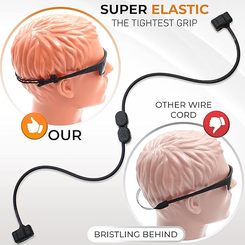 Miniatura 2 de Correa de gafas de sol con cable para hombre, cordón de cristal para mujer, 2 cordones, Silicona Negro Transparente 2pcs