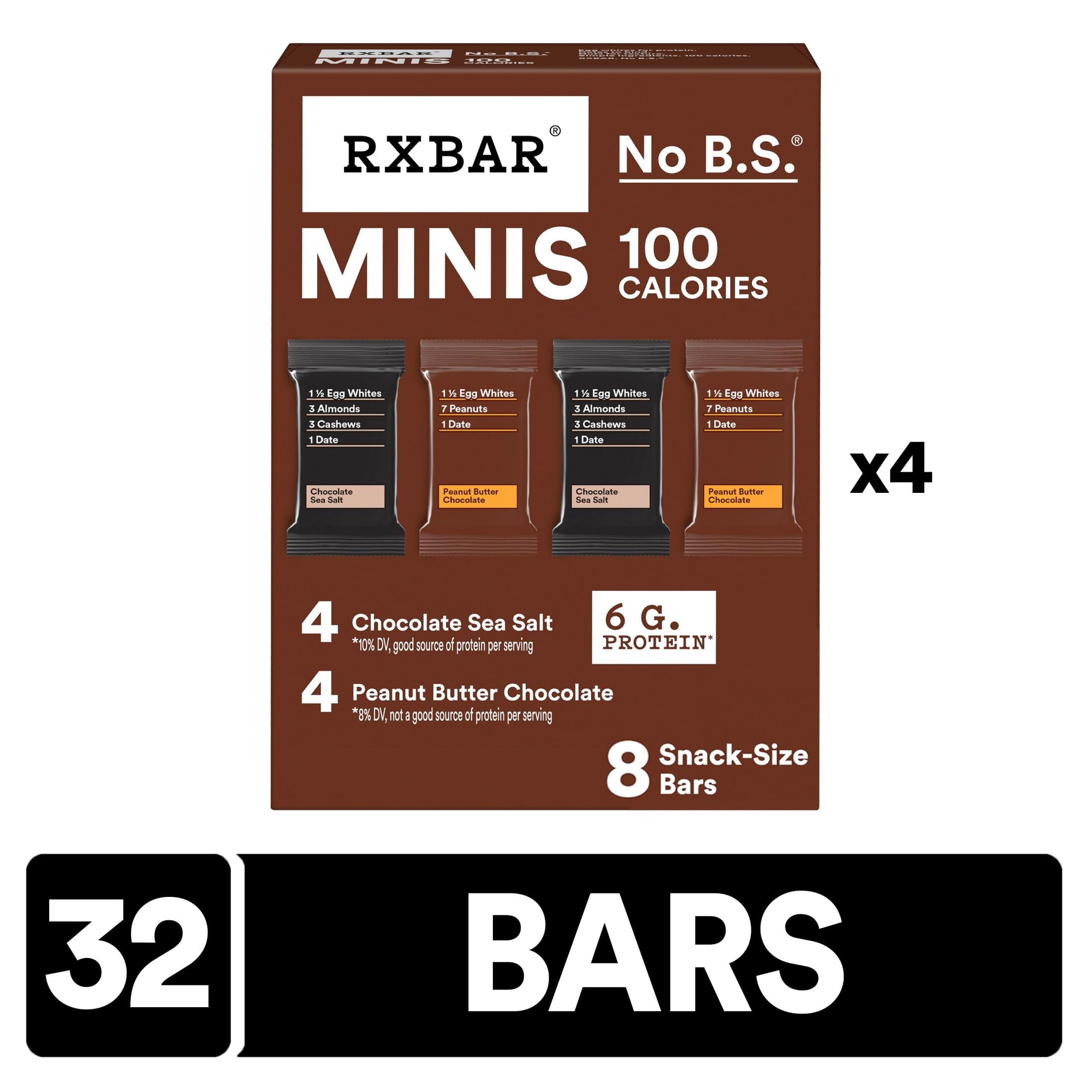 RXBAR Minis Barra de proteínas de 6 g de proteína sin gluten, paquete variado (4 cajas, 32 barras)