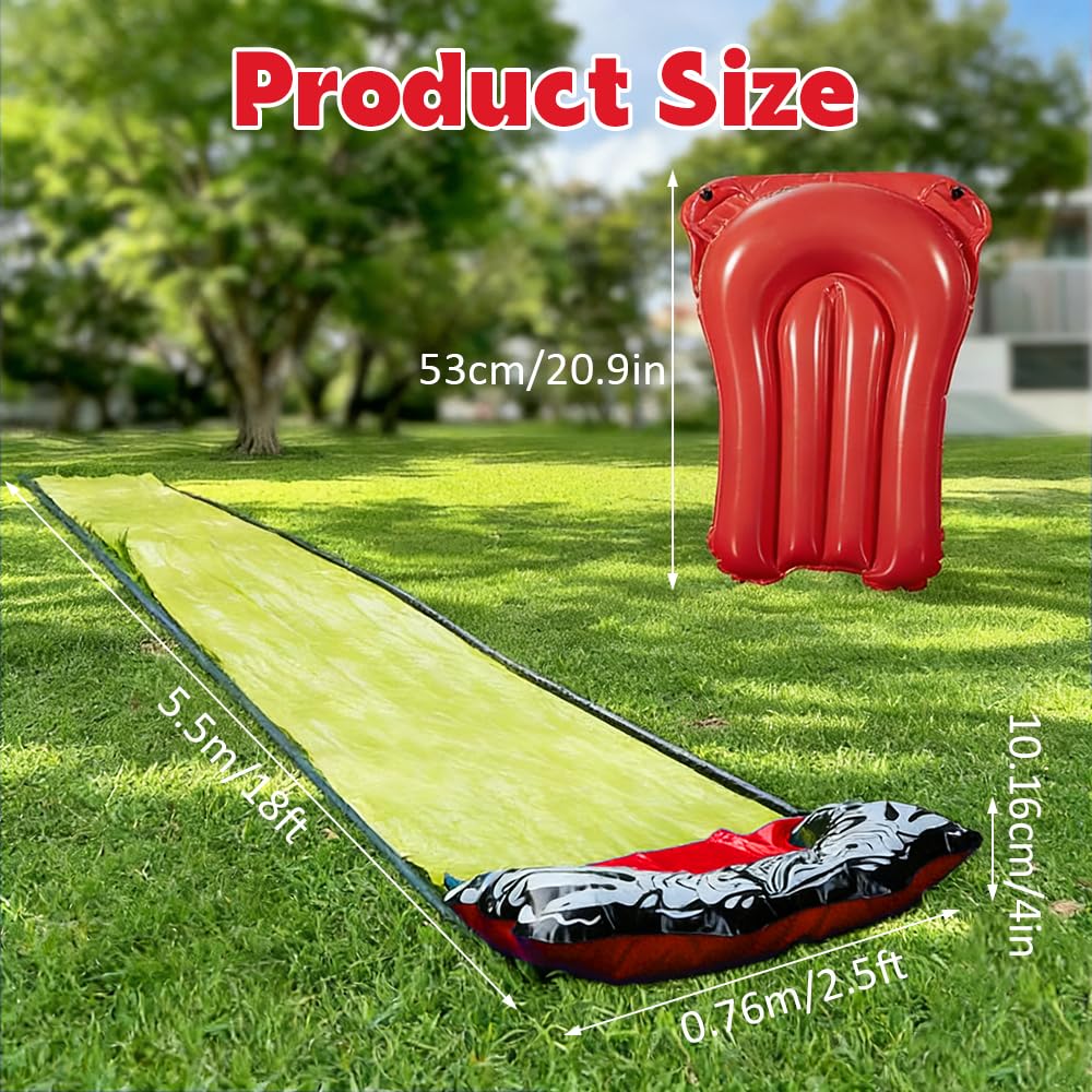 18ft/550cm Wasserrutsche Garten für Kinder, Rasen Wasserrutschen mit Bodyboards, Wasserrutschmatte mit Eingebautem Sprinkler, Rasen Wasserrutschmatte für Sommer Garten Pool Outdoor