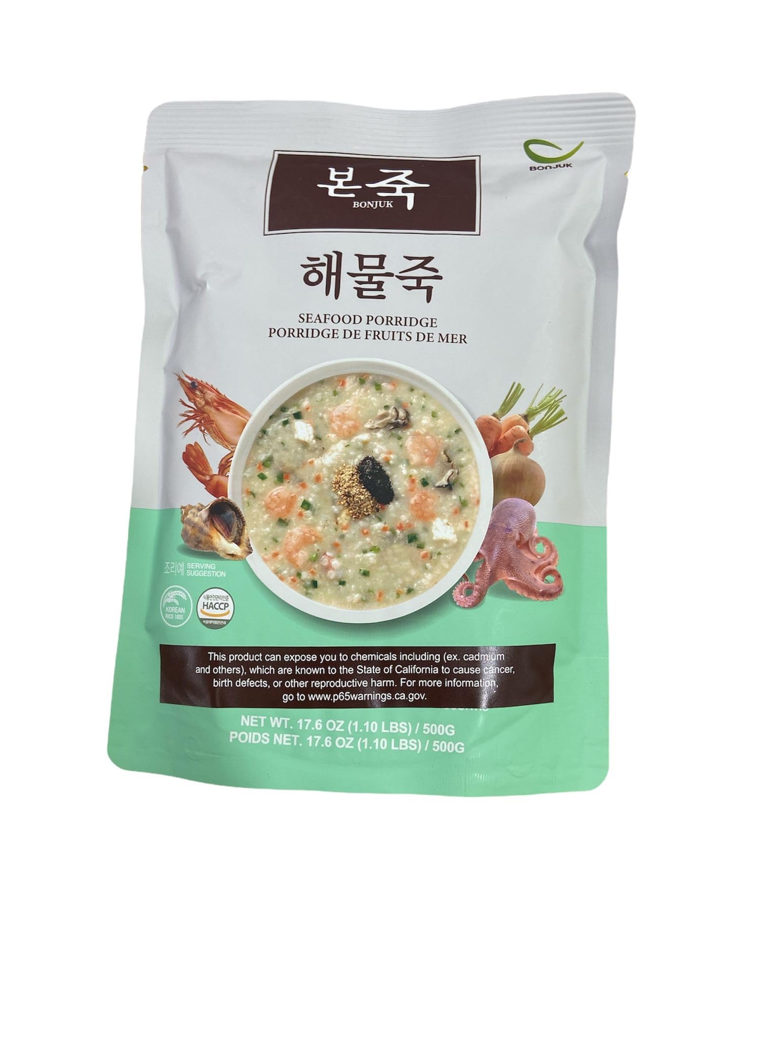Bonjuk Seafood Porridge - Savory and Flavorful Korean Comfort Food – 17.6 Oz (pack of 1)