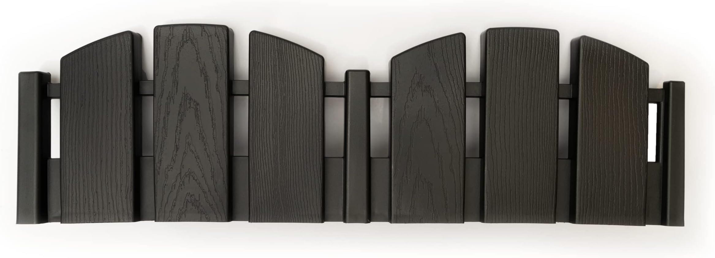 EasyFlex No-Dig Landscape Edging with Anchoring Spikes, 4.5 in. Tall Decorative Adirondack Wood-Look Fence Garden Border, 60 Foot Kit, Black