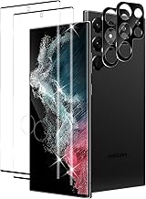 Screen Protector for Samsung Galaxy S22 Ultra, with Black Camera Lens Protection, 3D Anti-Scratch Tempered Glass Film, 9H Hardness Glass Screen Protector [2+2 Pieces]