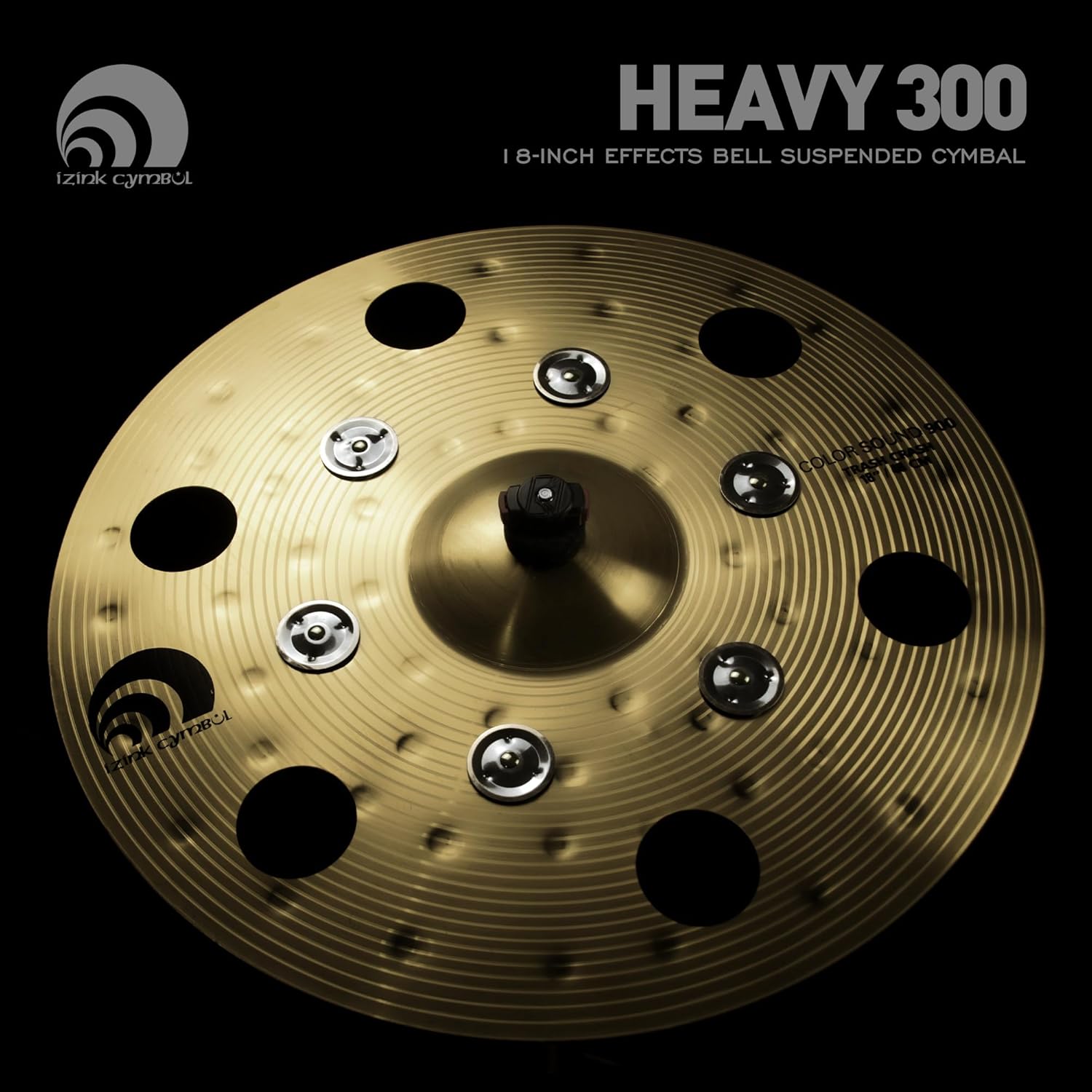 18" Effects Crash Cymbal with Jingles, Professional Golden Bronze Alloy Drum Cymbal, Trashy Sound with Sizzling Bell Accents, Perforated Design for Drum Set & Percussion