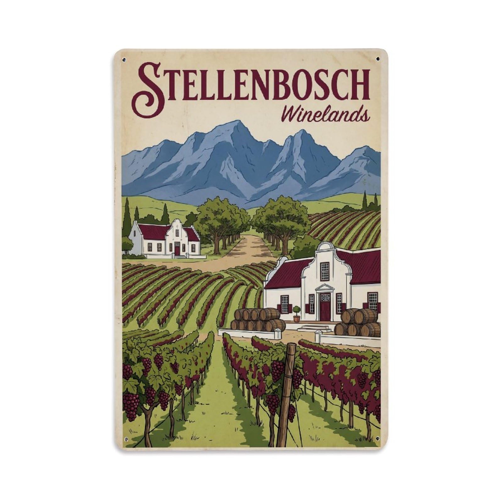 Gead 8X12inch Style South Africa Stellenbosch Vintage Travel Metal Tin Sign