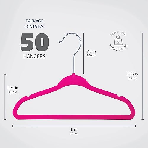 Miniatura 7 de Zober Perchas de terciopelo para bebé, paquete de 50 perchas antideslizantes para camisas, pantalones y vestidos con gancho giratorio, perchas
