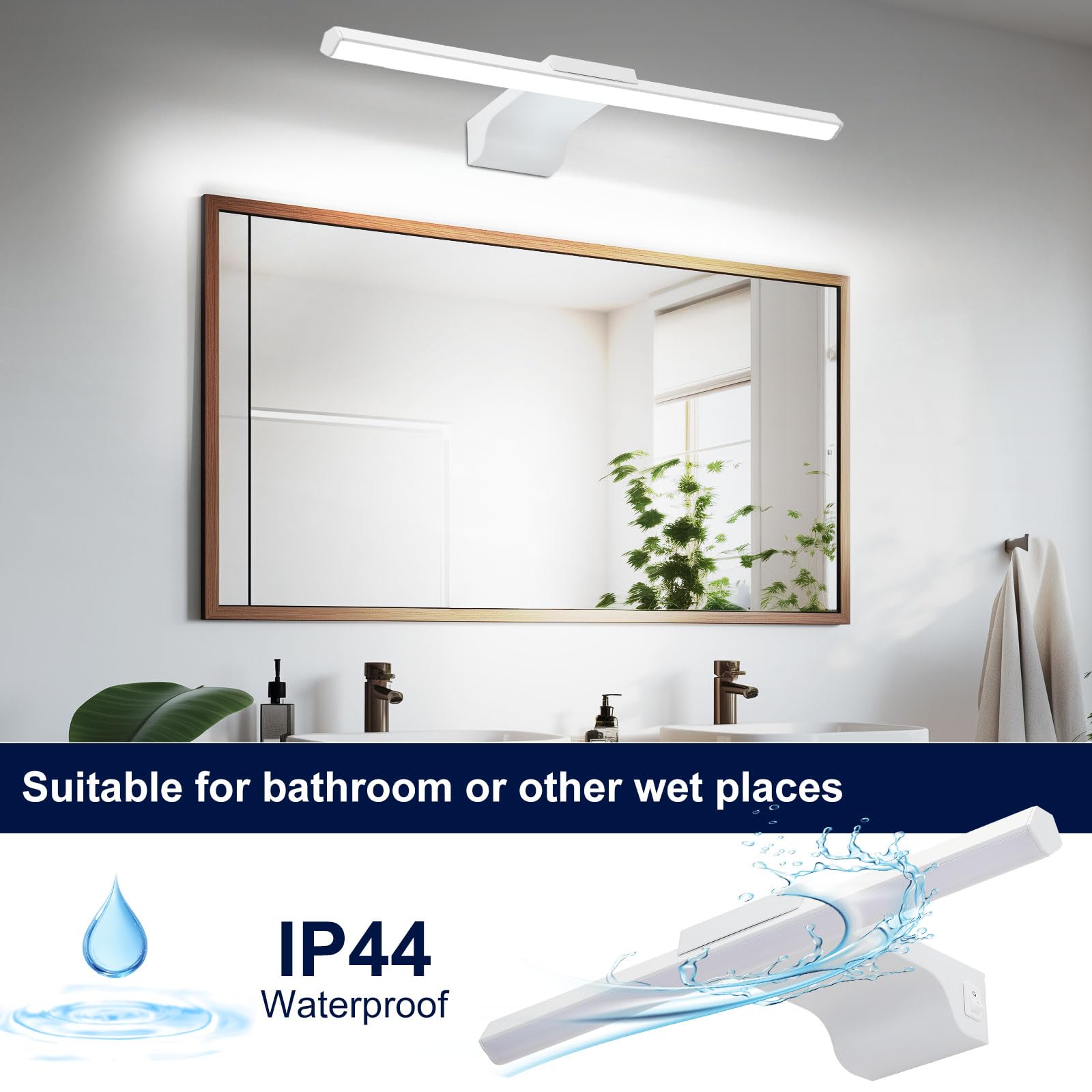 ENCOFT 40cm Bathroom Mirror Light with Switch IP44 Rated 3 Colour Temperature Picture Wall Light 8W Over Mirror Bathroom Lights for Vanity Bedroom Living Room - Image 4
