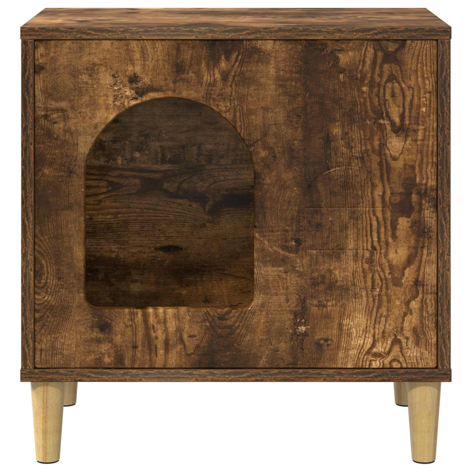 Katzenhaus Holzwerkstoff Geräucherte Eiche 51 x 30 x 52 cm | Stabiler Rückzugsort fürs Wohnzimmer ausHolzwerkstoff mit 60 kg Belastbarkeit und minimalistischem Design.