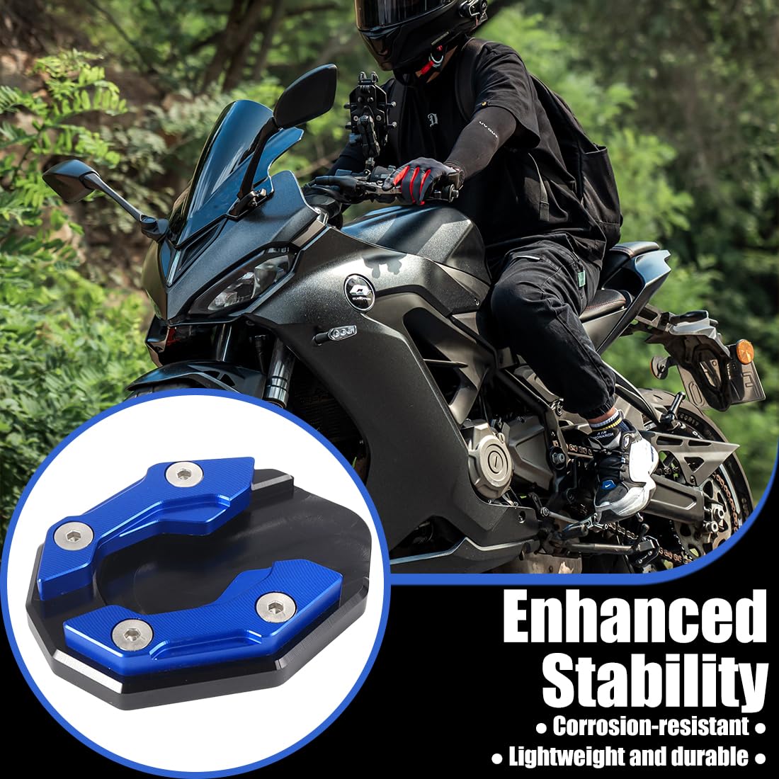 Seitenständer-Verlängerungsplatte, Motorrad-Seitenständer, Motorrad Seitenständer Verbreiterung, Stützplatte Motorrad Ständerplatte Kompatibel.