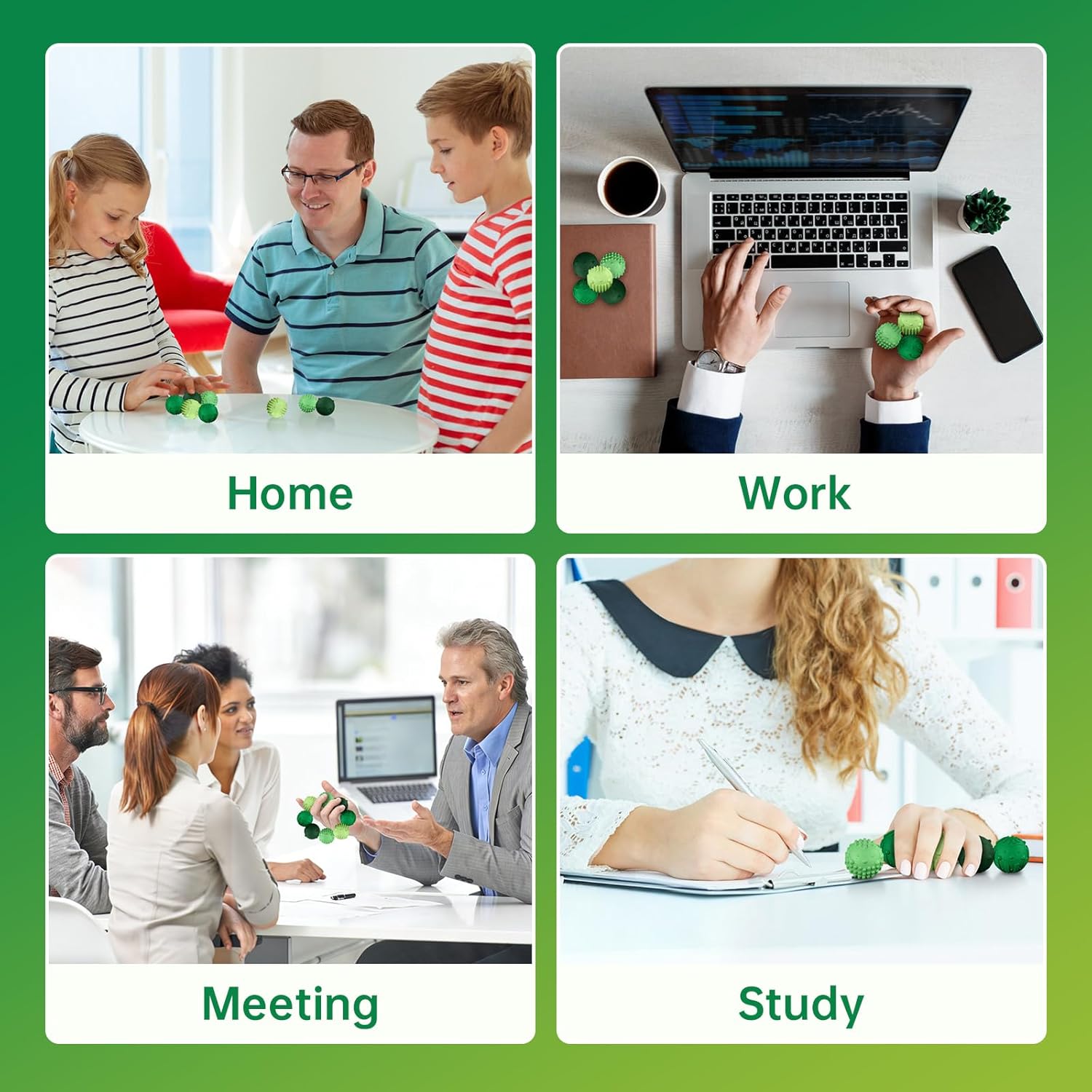 Magnetic Fidget Balls - Sensory Stress Relief Balls with Textured Silicone Surface for Adults, Office Toys for Desk,Sleep Down ADHD Anxiety, Travel and Gifts (Green, 8pcs)