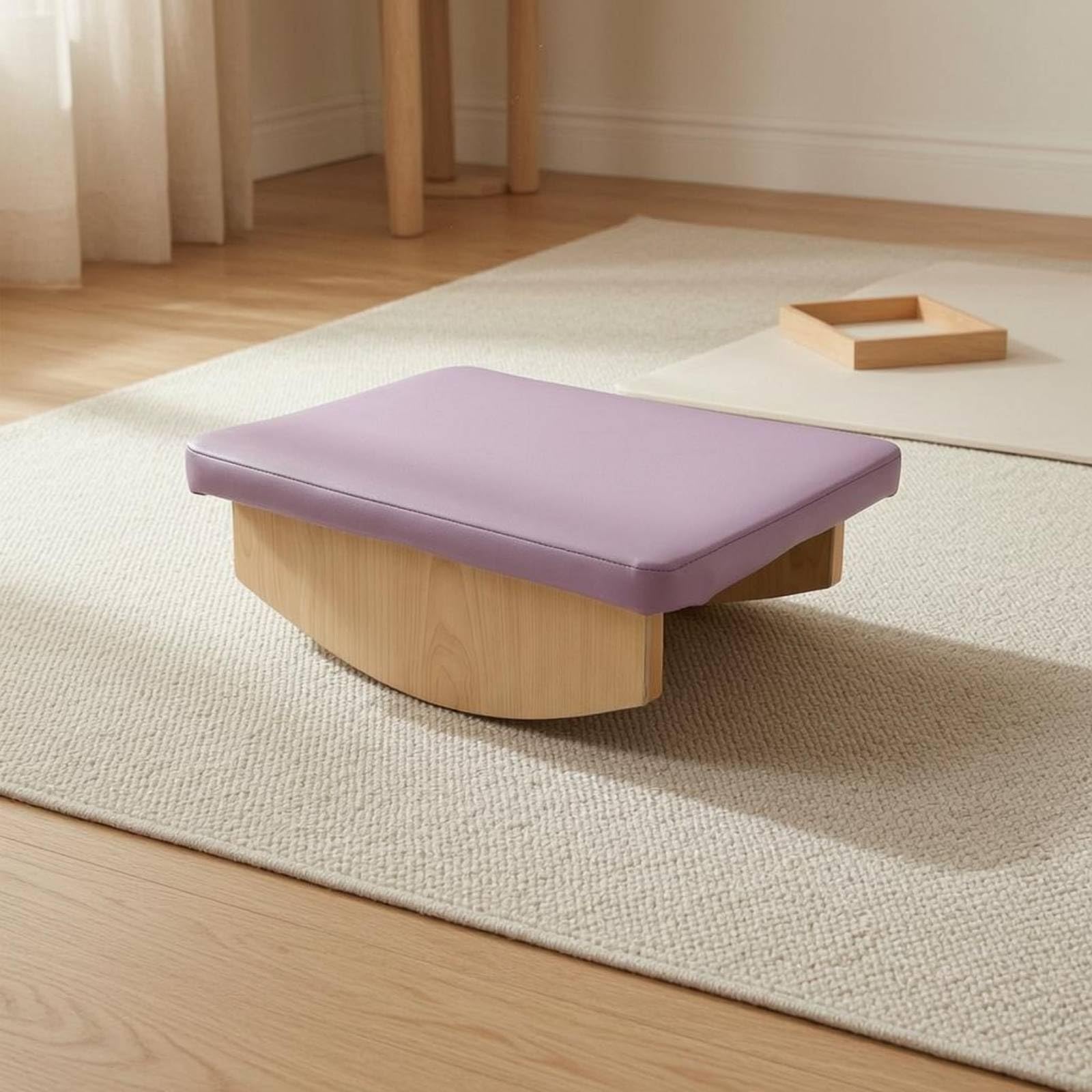 Children Balance Holz Schaukelbrett Balancebrett Trainingsboard Gleichgewichtsboard mit Gepolsterter Oberfläche Und Stabiler Kurvenform aus