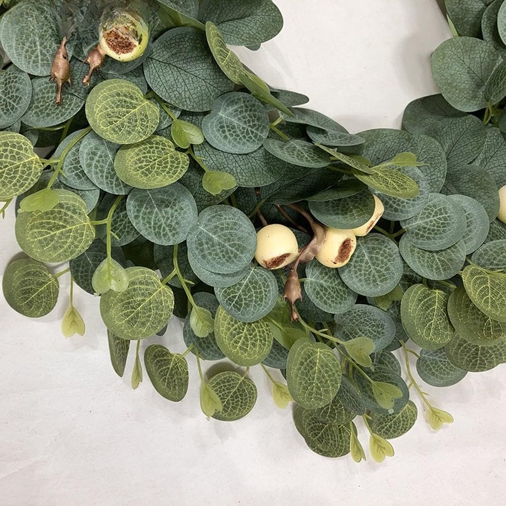 Ghirlanda di foglie di eucalipto artificiale 45 cm verde PE fiore ghirlanda per primavera decorazione casa matrimonio ufficio appeso alla parete