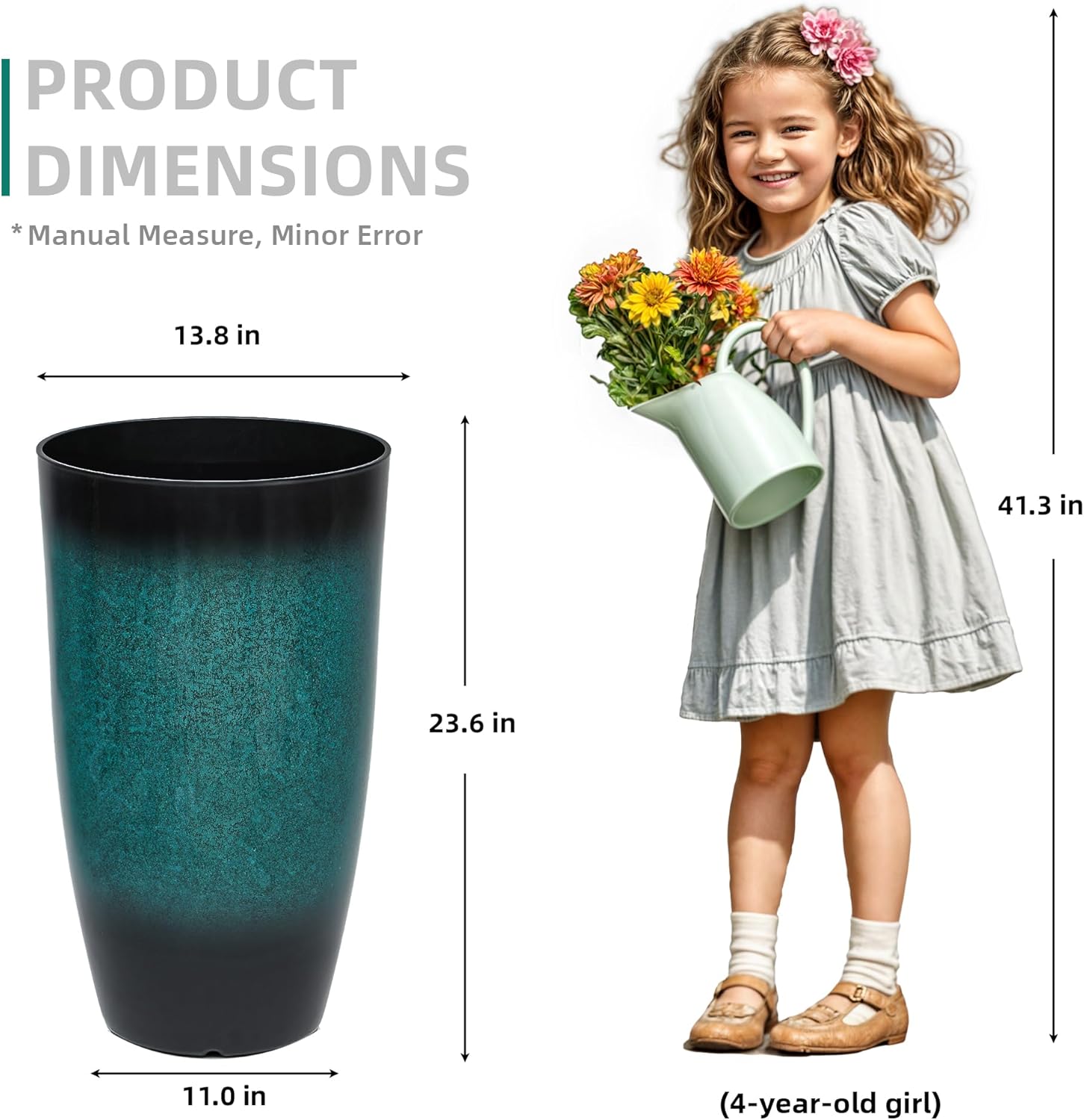 24" Tall Planters Set of 2, High-Density PP Ceramic-Look Outdoor Pots for Plants, Versatile Indoor/Outdoor Flower Pots w/Drainage Hole for Patio Garden Porch & Living Room Decor, Ideal Gift - Image 7