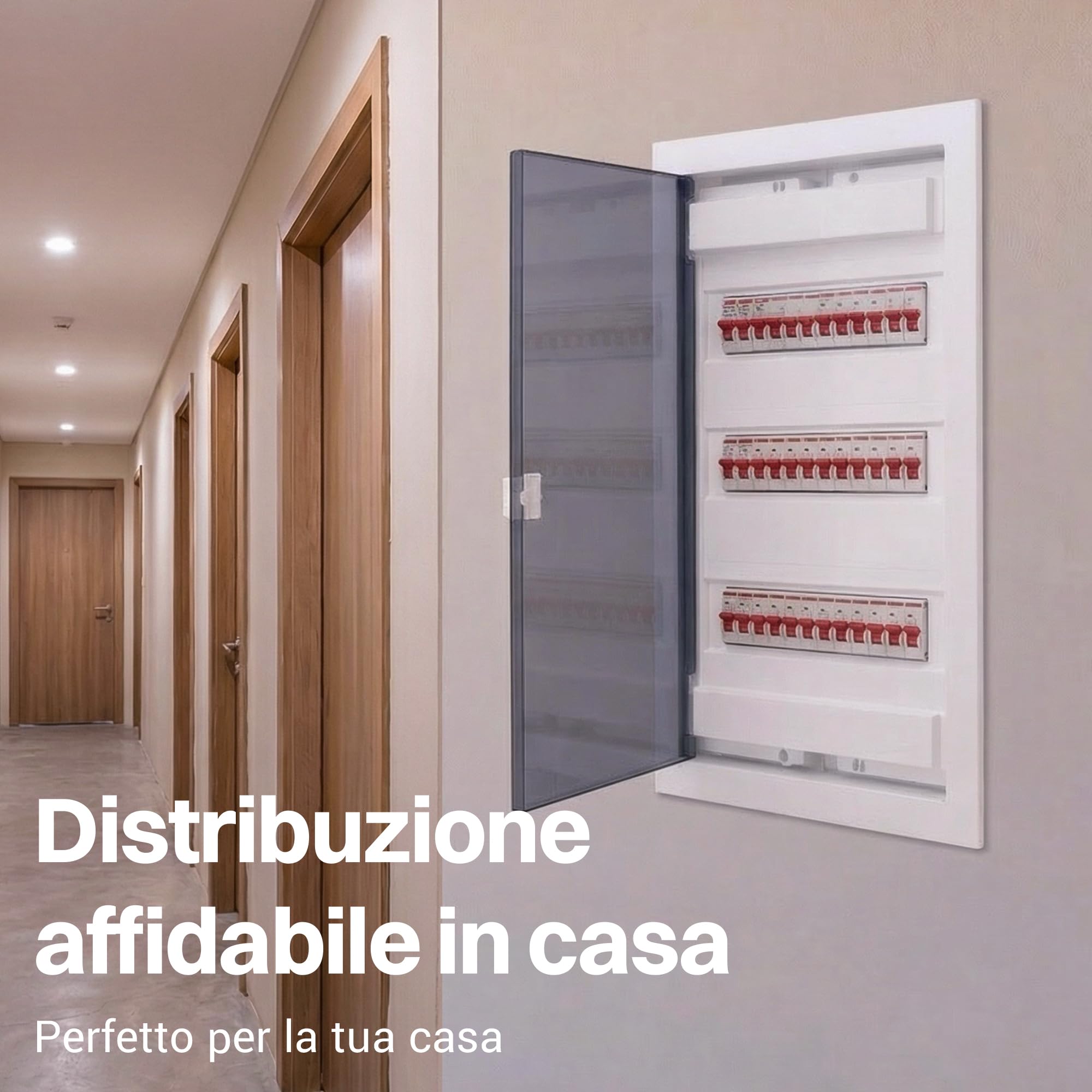 Intratec Centralino da Incasso 3 Fila – Quadro di Distribuzione IP40 per 36 Moduli con Porta Trasparente e Guida DIN per Installazioni Elettriche Casa e Ufficio – 592 x 347 x 92mm