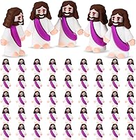 Vista 10 de Sumind 50 Piezas Figuras Pequeñas de Jesús de Navidad Mini Figuras de Jesús de Bolsillo a Granel Diseño Original para Navidad Escondite Regalos Azul